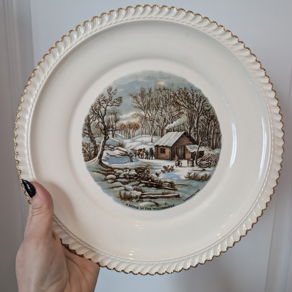 Harkerware Elegant Cream Dinnerware Set with Scenic Design 1 Large Plate 6 Side - Picture 2 of 11